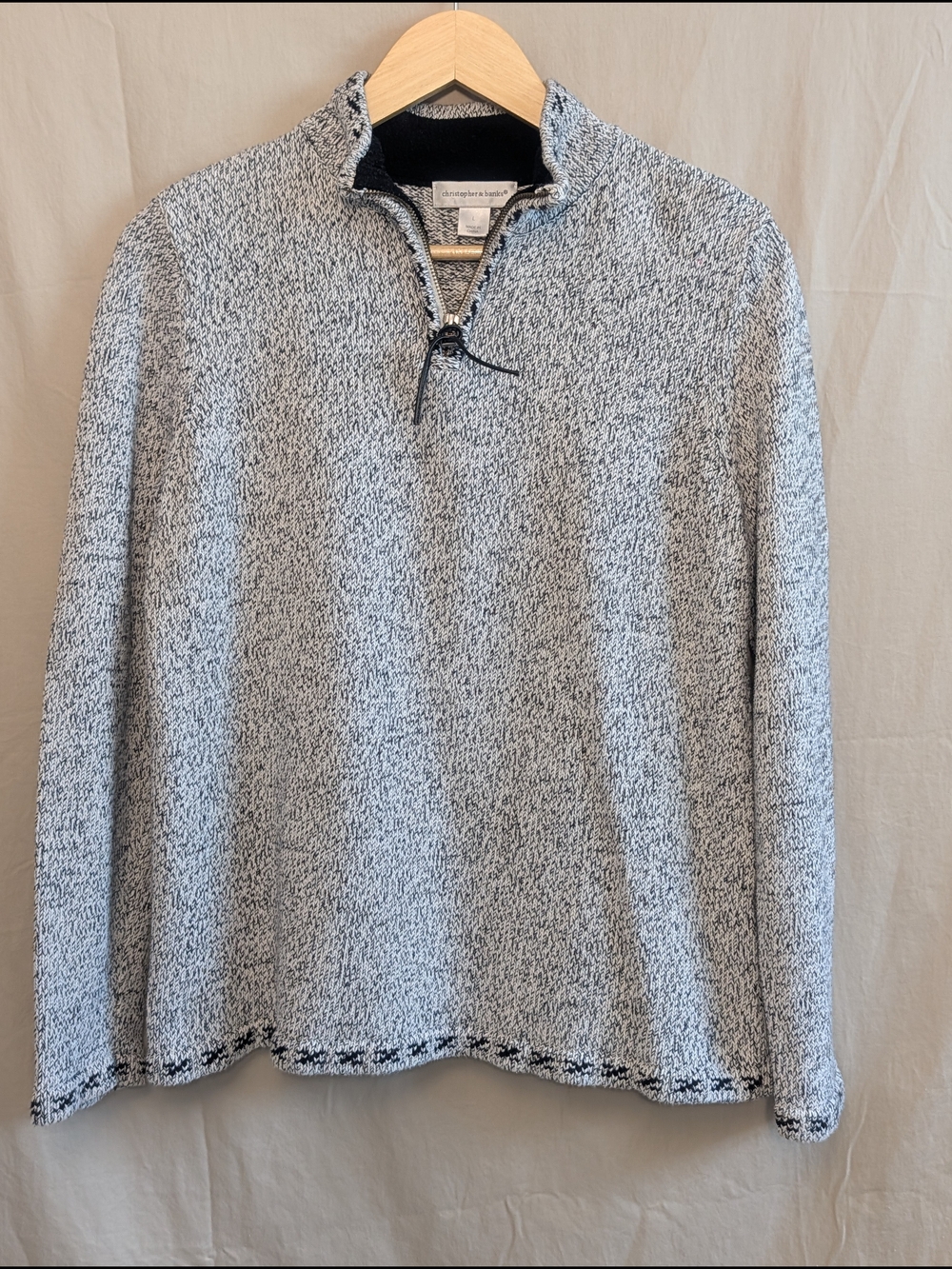 Christopher & Banks Black and Gray Marled Sweater